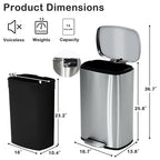 50 Liter / 13 Gallon Kitchen Trash Can, Stainless Steel - Image 6