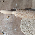 Wooden Rolling Pin, Rose Flower Embossed Engraved Carved Rolling Pin, - Image 6