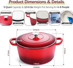 E-far Dutch Oven Pot with Lid, 5 Quart Enameled Cast Iron Round Dutch Oven - Image 2