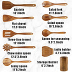 FJNATINH Wooden Spoons for Cooking, Wooden Kitchen Utensils Set for Nonstick - Image 2