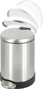 Glad Small Trash Can, 1.2 Gallon | Round Stainless Steel Garbage Bin - Image 3