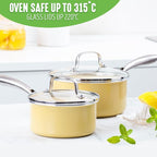GreenLife Artisan Healthy Ceramic Nonstick, 1QT and 2QT Saucepan Pot Set - Image 7