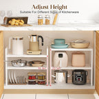 2-Tier Expandable Kitchen Storage Shelf, 150LBS Heavy Duty Metal Shelving Units - Image 6