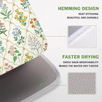 Floral Dish Drying Mat for Kitchen Counter Spring Summer Wild Flowers Diamond - Image 4