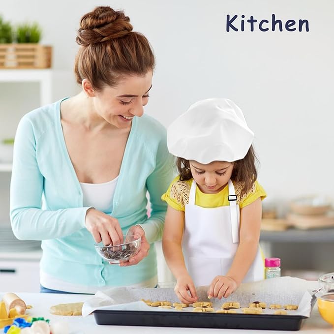 Kids Apron and Chef Hat Set, 40 Pieces Boys Girls Kids Apron - Image 6