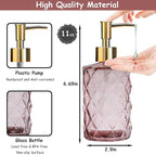 Glass Soap Dispenser with Gold Plastic Pump, 12oz Refillable Liquid Hand Soap - Image 2