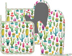 Oven Mitts and Pot Holders Set, Cactus Pattern Watercolor Silicone Kitchen by DADABULIU