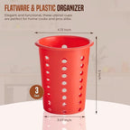 OCS Parts Perforated Utensil Drying Cups | Red | Plastic Flatware Holder - Image 2