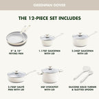 GreenPan Dover Healthy Ceramic Nonstick, 12 Piece Cookware Pots and Pans Set - Image 3