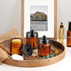 Amber Glass Qtip Holder, Apothecary Jars - Image 3