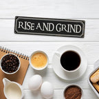 Coffee Decor Signs, Rise and Grind Sign, Retro Metal Tin Sign, Coffee Home Decor - Image 5