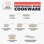 GreenPan x Bobby Flay 13 Piece Nonstick Cookware Pots and Pans Set, PFAS-Free - Image 4