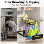 REALINN Under Sink Organizer, Pull Out Cabinet Storage 2 Tier Slide Out Sink - Image 4