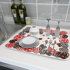 Red Heart Dish Drying Mat 18"x24" Love Dots Microfiber Dish Drainer Rack Mat - Image 6