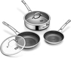 Frying Pans Nonstick Set with Lid, Hybrid Non Stick 5 Quart Saute pan, 10 inch by SNOWCLAD