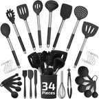 Silicone Kitchen Utensils Set 34 Pieces 450 °F Heat Resistant by CulinaryCouture