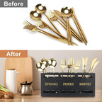 Ayiaren Wooden Cutlery Silverware Holder Flatware Utensil Caddy Black Utensil - Image 6