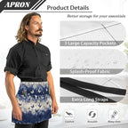 Server Apron with 3 Pockets, Waterproof Oil Waitress Waiter Half Apron - Image 6