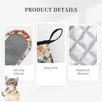 Cute Cat Oven Mitts and Pot Holders Sets 3PCS, Cat Silicone Heat Resistant Oven - Image 3