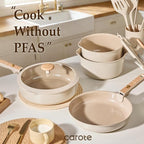 CAROTE Nonstick Pots and Pans Set, Cookware Set Detachable Handle, RV Cookware - Image 4