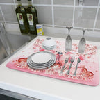 Red Bird Dish Drying Mat Large Absorbent Microfiber Dish Drying Pad - Image 6