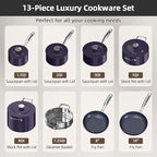 Nuwave Lux 13pc Forged Lightweight Cookware Set PFAS Free, Healthy G10 Duralon - Image 9