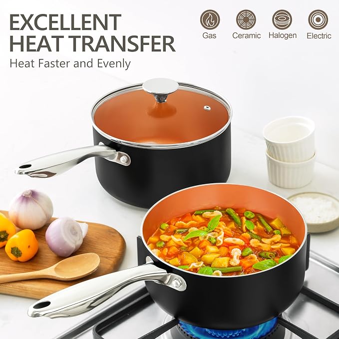 MICHELANGELO Nonstick 2 Quart Sauce Pan - Image 3