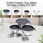 Stainless Steel Mixing Bowls Set of 3, Large Nesting Bowls - Image 3