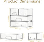 Criusia Stackable Storage Drawers, 4 Pack Clear Plastic Makeup & Bathroom - Image 2