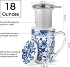 AmorArc Porcelain Tea Mug with Infuser and Lids, 18 Oz Coffee Cup Strainer with - Image 2