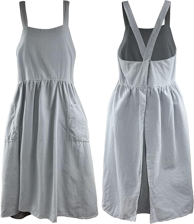 Uaussi Cotton Linen Apron Cross Back Work Apron by Uaussi