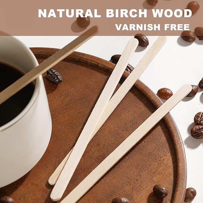 100pcs Wood Coffee Stirrer Sticks, 5.5 Inch Wooden Swizzle Stick Beverage Mixer - Image 5