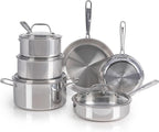T-fal Pro Tri-Ply Stainless Steel Cookware Set, 10 Piece-Induction Compatible by T-falbrand