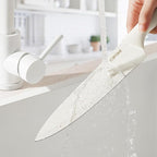CAROTE 15Piece Knife Set, Kitchen Knife Block Set, Elegant White Ceramic-Coated - Image 7