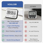 Digital Kitchen Timer Magnetic Loud Alarm, Large LCD Screen Silent/Beeping - Image 3