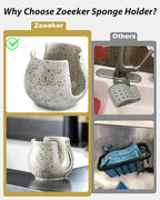 Zoeeker Sponge Holder for Kitchen Sink, Ceramic Dish Sponge Dish Rack Scrubby - Image 4