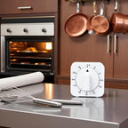 White Timer Clock Square 60-Minute Mechanical Kitchen Timer Wind up Visual - Image 9