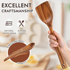Wooden Spoons for Cooking, Comfortable Grip Wooden Utensil Set for Nonstick - Image 5
