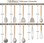 E-far Silicone Cooking Utensils Set, 10-Piece Heat Resistant Kitchen Utensils - Image 4