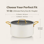 BEZIA Non Stick Stock Pot With Lid, 12 Quart Large Stockpot - Image 2