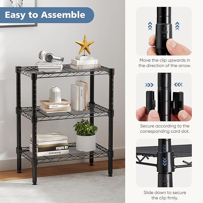 DUMOS 3-Tier Metal Wire Storage Shelves, Adjustable Standing Storage Rack Shelf - Image 5