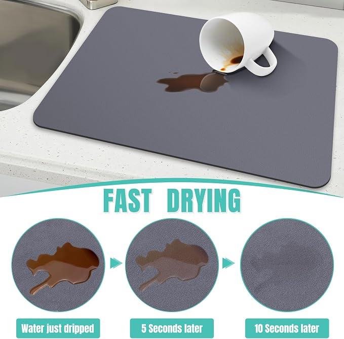 WISELIFE Coffee Mat Super Absorbent Dish Drying Mat Bar Accessories Match - Image 3