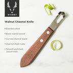 Viski Channel Knife, Citrus Zester and Orange Peeler Tool, Walnut Wood and - Image 2