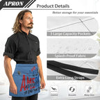 Server Apron with 3 Pockets, Waterproof Oil Waitress Waiter Half Apron - Image 6