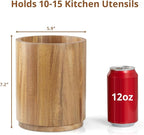 Bivvclaz Acacia Wood Utensil Holder, 360°Rotating 7.2" Utensil Holder - Image 2