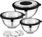 E-far Mixing Bowls with Lids and Graters, Stainless Steel Salad Mixing Bowl by E-far