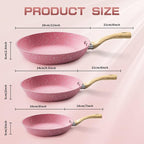 Innerwell 8-Inch Pink Nonstick Egg Pan, PFOA-Free Stone Cookware Skillet - Image 6