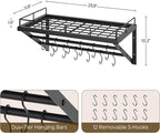 YATINEY Wall Mounted Pot Rack, 23.8 Inch Pot and Pan Organizer - Image 3