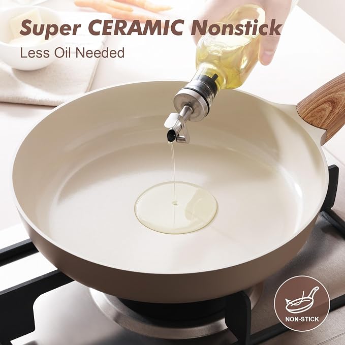 SENSARTE Ceramic Nonstick Frying Pan Skillet 9.5Inch Non Stick Omelette Pans - Image 6
