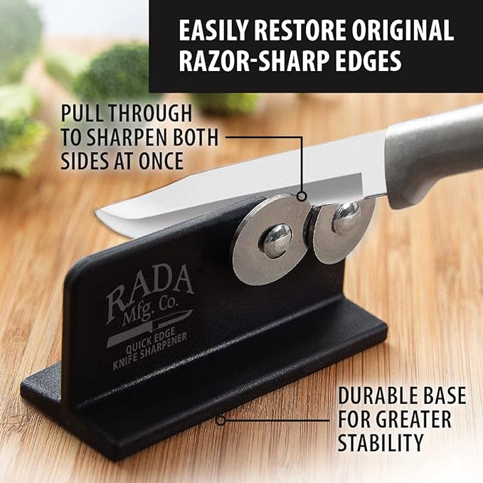 Rada Cutlery Quick Edge Knife Sharpener, 3.5" x 2", Stainless Steel Wheels - Image 3
